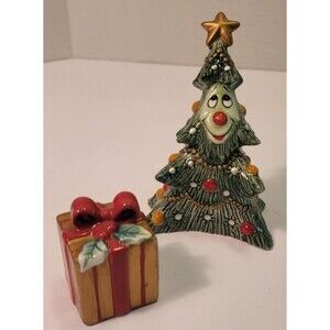 2002 Fitz and Floyd Wee Christmas Tree Salt and Pepper Set